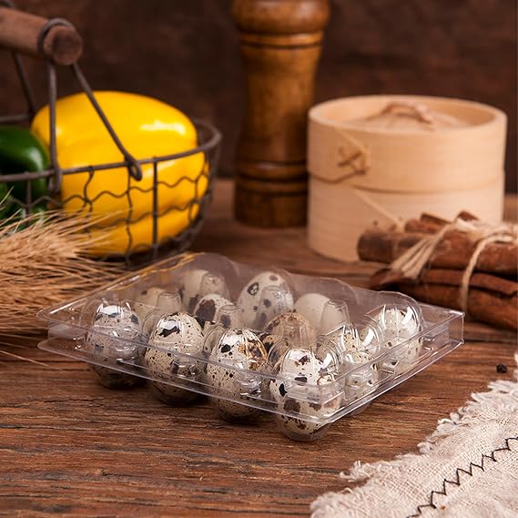 150 Pcs Quail Egg Crates 12 Grids Plastic Blank Quail Egg Packs Bulk 3x4 Style Quail Egg Containers Holds Up to 12 Small Quail Egg Baskets for Home Family Kitchen Refrigerator Farmhouse