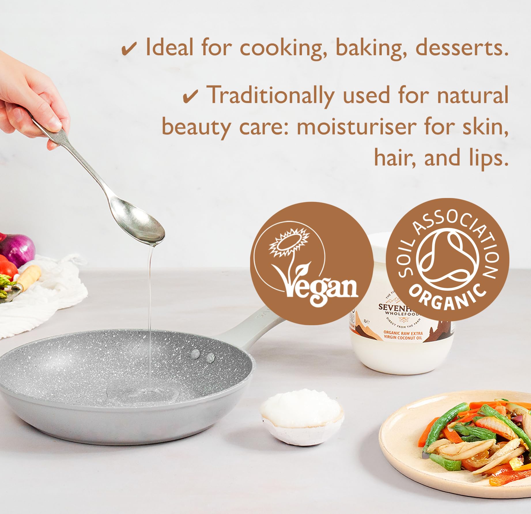 Sevenhills Wholefoods 10L Organic Extra Virgin Raw Coconut Oil Cold-Pressed Tub for Cooking Baking Skin Moisturiser & Hair Conditioner product thumbnail 4