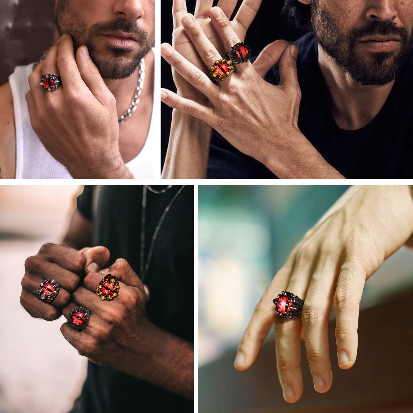 PROSTEEL Anelli Uomo Donna Acciaio Inossidabile Misura 14-30 Artiglio della Morte Gotico Punk Hip Hop con Confezione Regalo