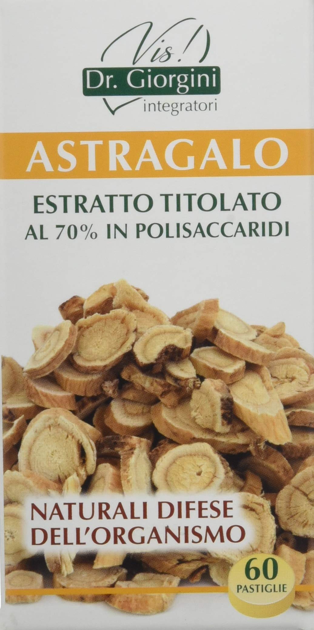 Dr Giorgini Integratore Alimentare, Monocomponenti Erbe Astragalo Estratto Titolato al 70% in Polisaccaridi Pastiglie - 30 g