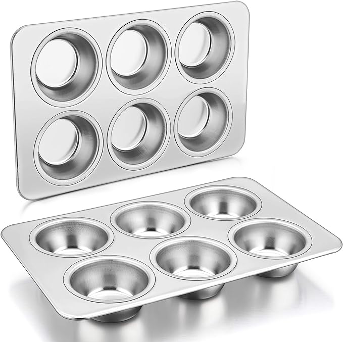 P&P CHEF Muffin Pan Cupcake Pans Set of 2, Stainless Steel Muffin Pans