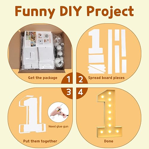 Miniatura 2 de imprsv Letras de números iluminados de 4 pies, números de marquesina para decoraciones de primer cumpleaños y 21 años, decoración de fiesta de