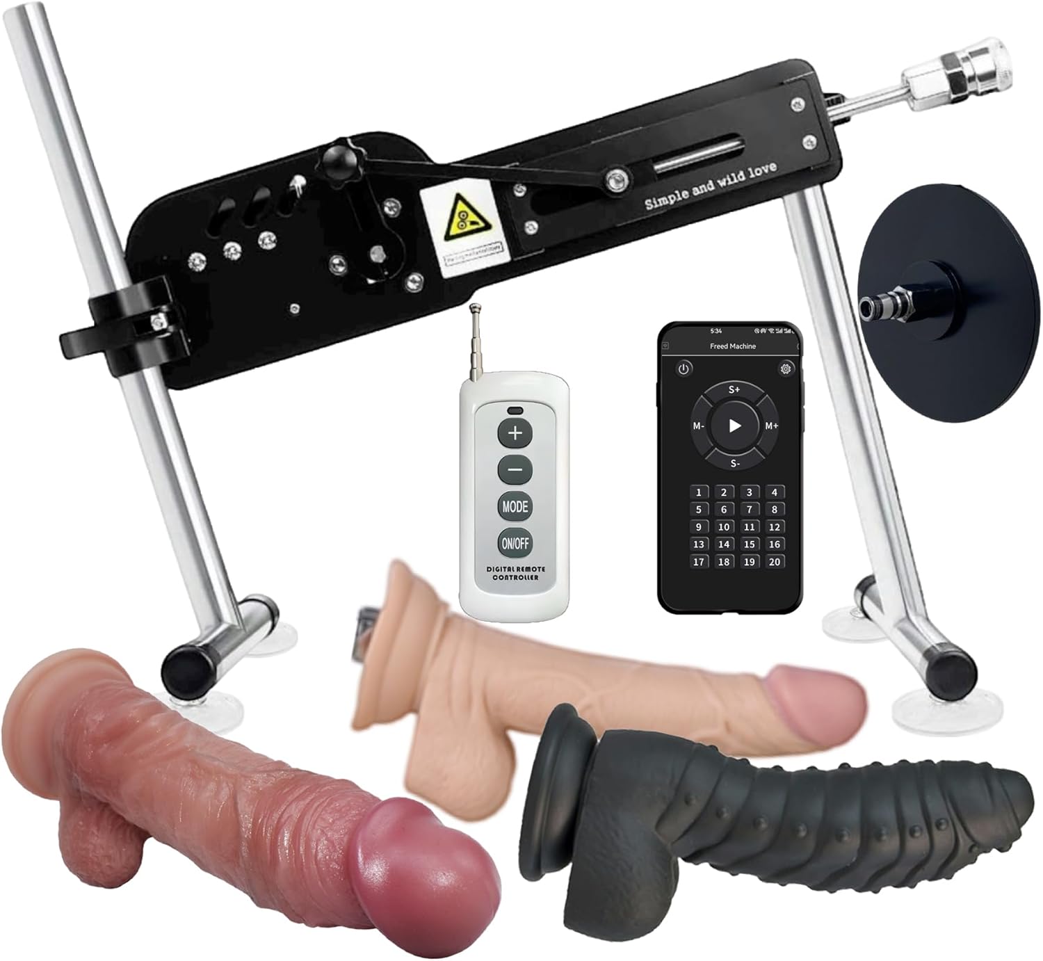 Sex Machine with Realistic Dildos, Automatic Thrusting Machine with Remote Control and APP, Multiple Suction Cup Dildo Attachments