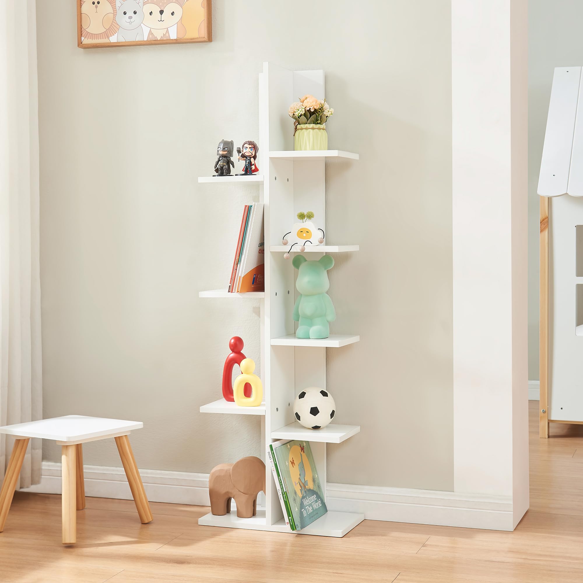 [en.casa] Librería de 9 Niveles Biblioteca Estantería Idependiente con 9 Estantes para Oficina Salón Aglomerado 122 x 40 x 20 cm Blanco