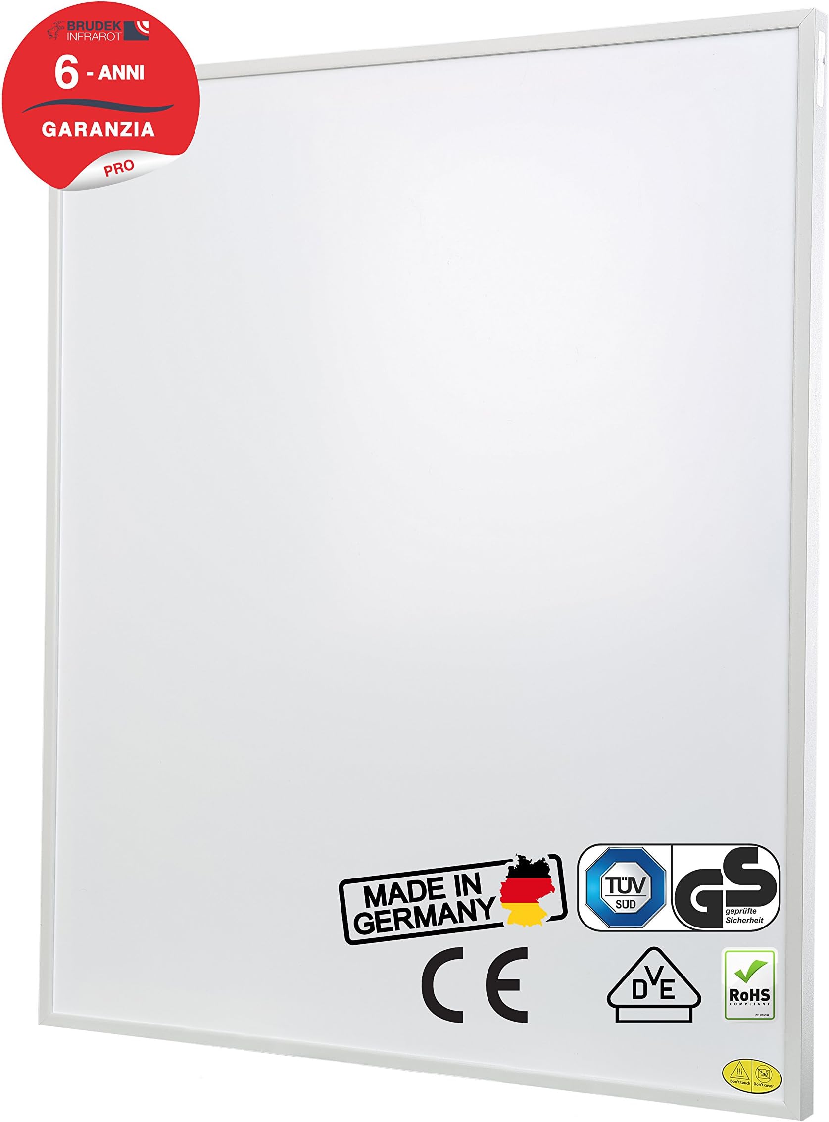Brudek Infrared heating 350 watt with UK plug & thermostat | 6 years producer warranty | for your bedroom | Energy efficiency & economical electric heating panel | Wall or Ceiling mounting possible | Electric heating Made in Germany | PRO-Series