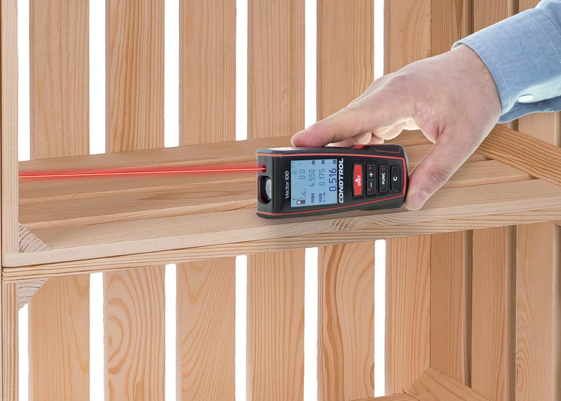 CONDTROL - Télémètre Vector 100 - Portée 0,05 à 100 Mètres - Mesure Précise Continue - Laser Rouge - Bluetooth - Garantie 2+1 Ans - Livré avec Accessoires