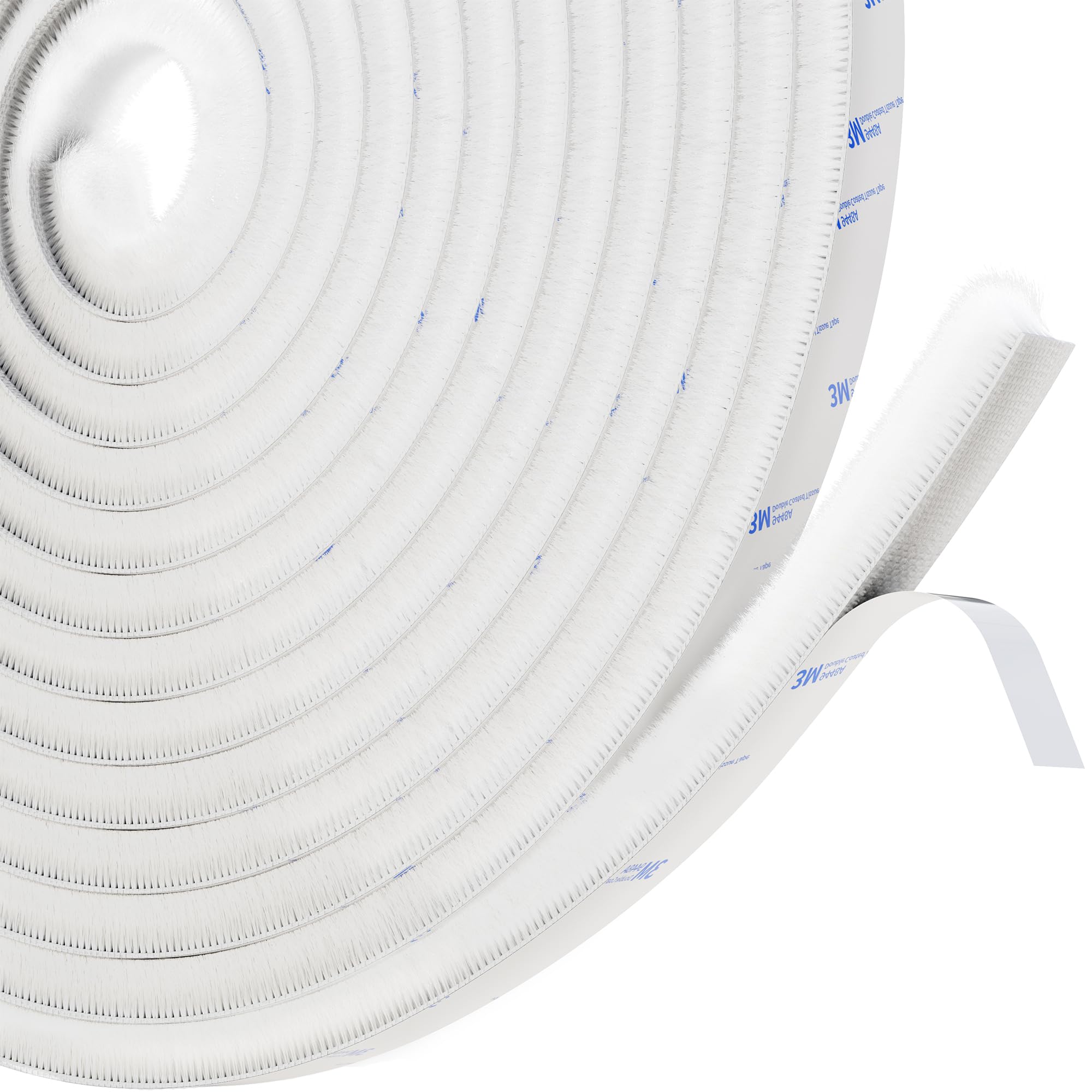 Hnnhome White Draft Excluder For Doors, Self-Adhesive 5 Meter Brush Seal Strip, Draught Exclude For Sliding Doors, External Door, Window (, 5M X 9Mm X 9Mm)