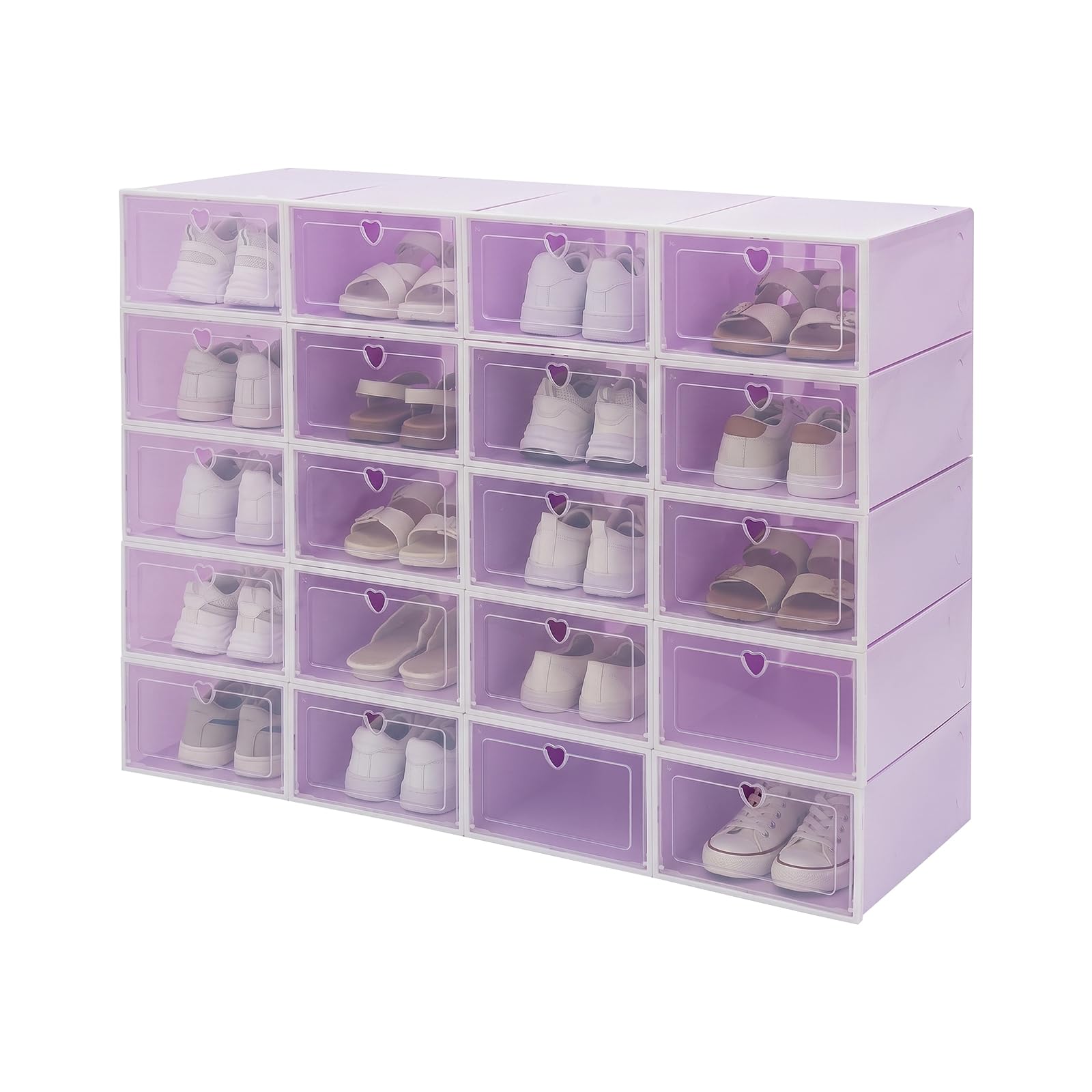 Madelynn Set di 20 scatole per scarpe, impilabili, per soggiorno, viola