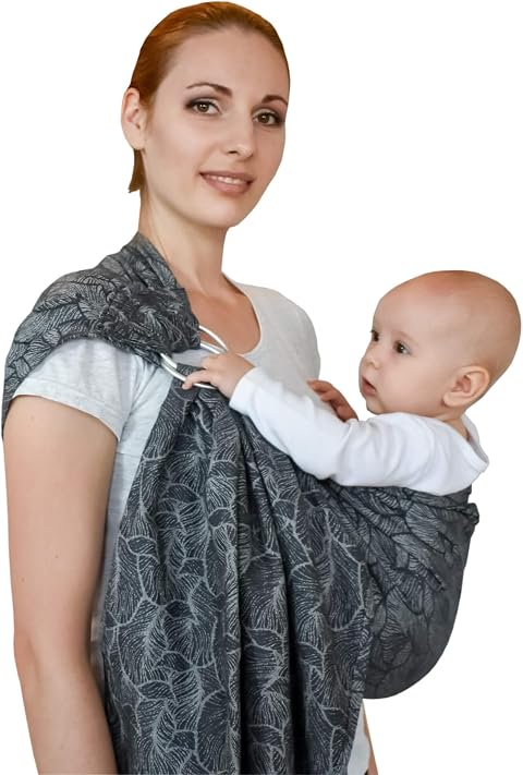 Handmade Cotton Ring Sling (Grey Leaf)