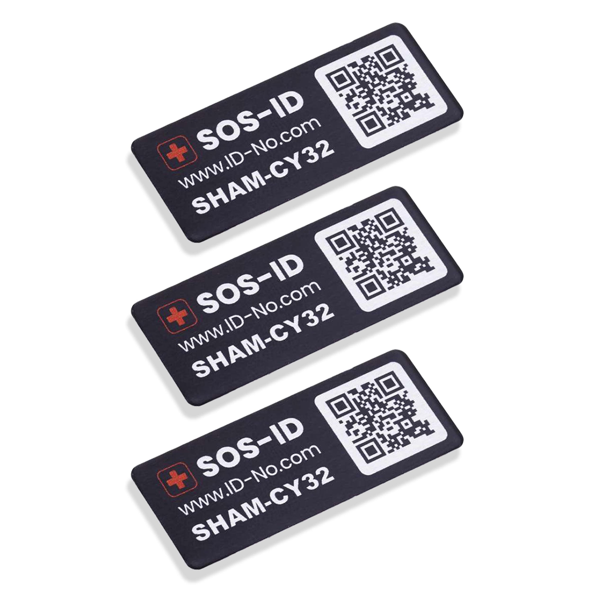 SOS-ID Label (3er-Set) – SOS-ID Etikett mit QR-Code – langlebiges & kratzfestes Klebelabel – schneller Zugriff auf wichtige Gesundheitsdaten für Ersthelfer oder Rettungskräfte