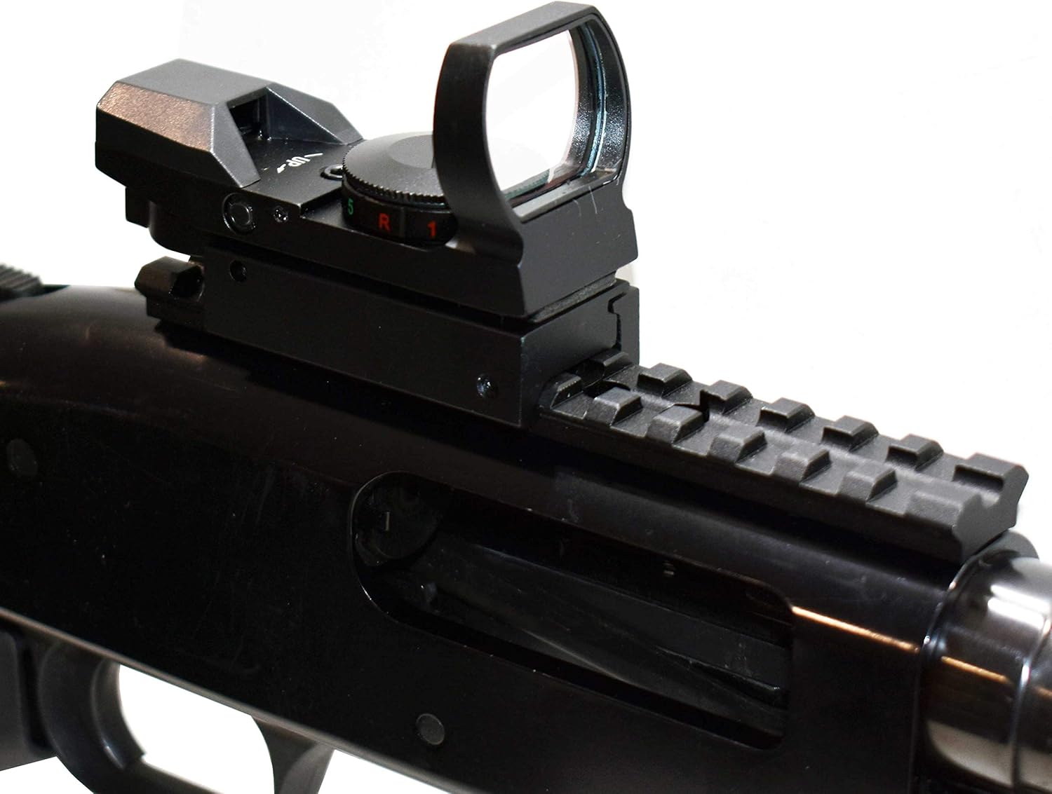 Trinity Hunting Reflex Red Green Dot Sight with Single Rail Mount for mossberg 590 Tactical Optics Accessory Target Range Upgrades Picatinny Weaver Base Mount Adapter Aluminum Black Single Rail Base.