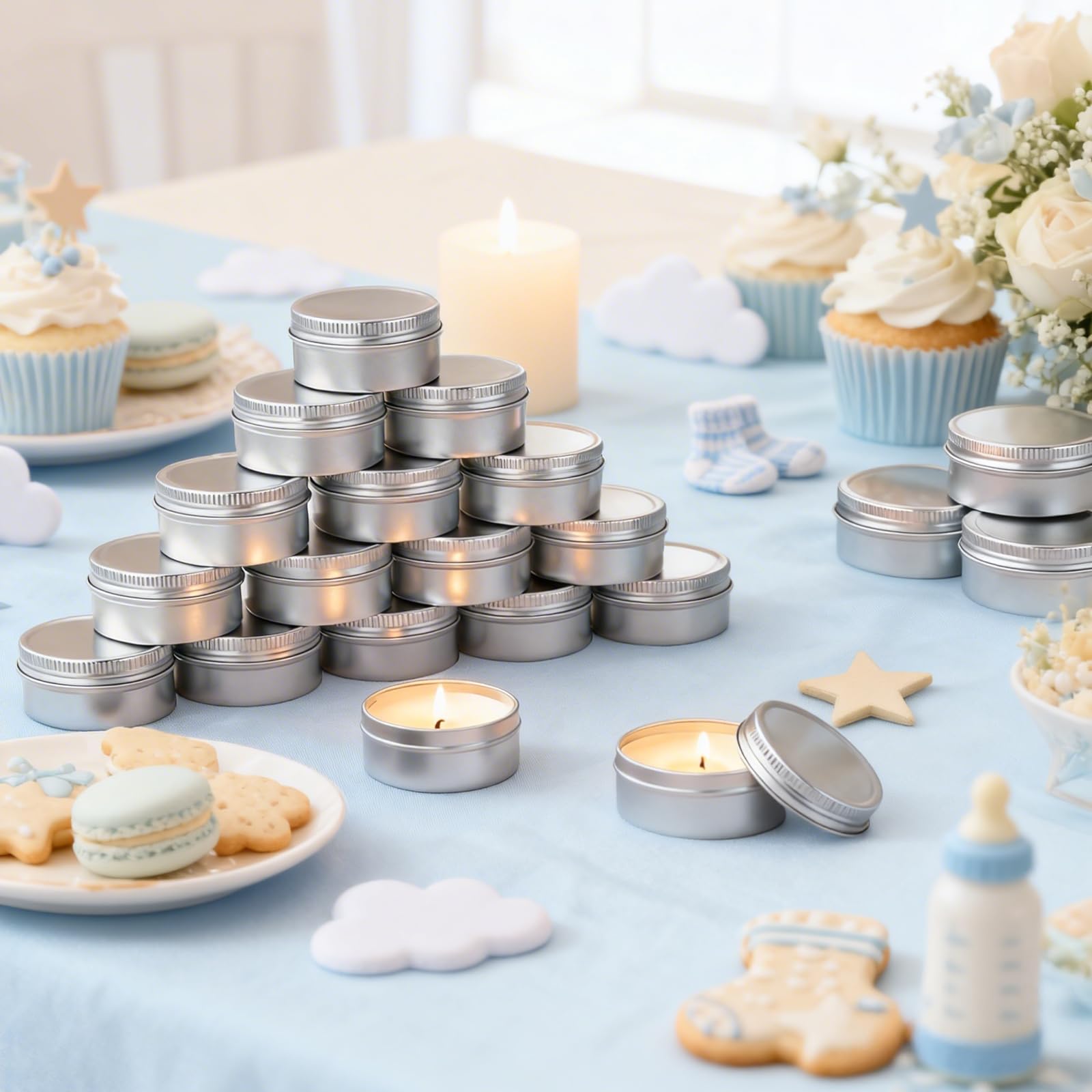 Mini-Soja-Kerzen-Set, 28 g, 100 Stück, Mini-Rosenduft, Hochzeitsgeschenke für Gäste, Gastgeschenke und Geschenke, perfekt für Hochzeit, Babyparty, Geburtstag, Heimdekoration und
