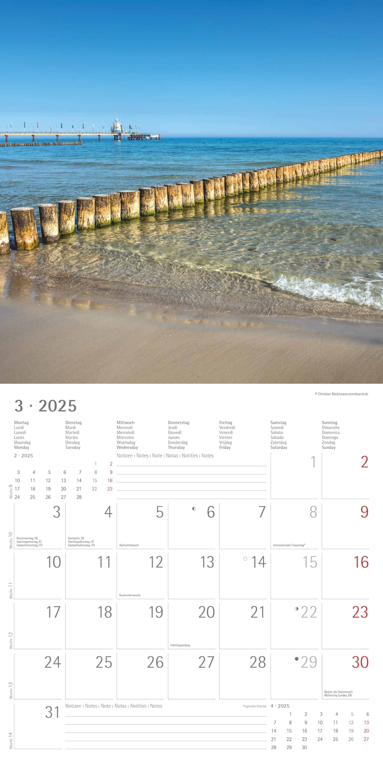 Calendario Da Parete 2025 By The Sea - 30x30 Cm, Con Stile Marino, Da Alpha Edition