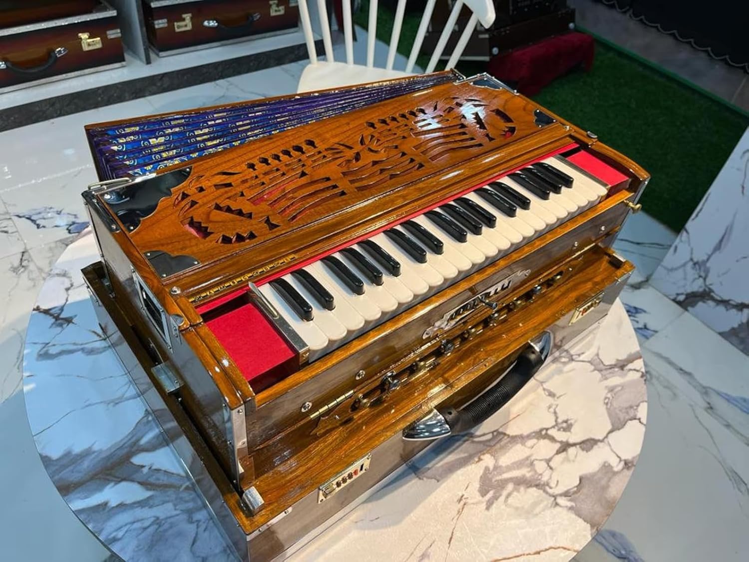 NamasteHimalayas Professional 3- Reed, 9-Scale Changer, 3.75 Octave, Harmonium – Premium Finish, Best for Yoga, Kirtan, Sound Healing Therapy, Meditation, Events, Concerts