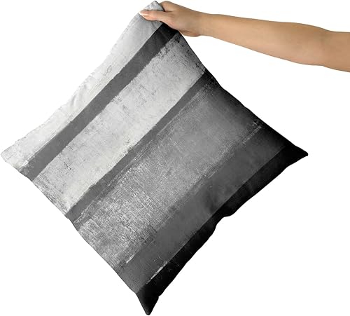 Miniatura 3 de Fundas de almohada negras, blancas y grises de 18x18, juego de 2, almohadas modernas de arte abstracto a rayas en color gris claro, fundas de