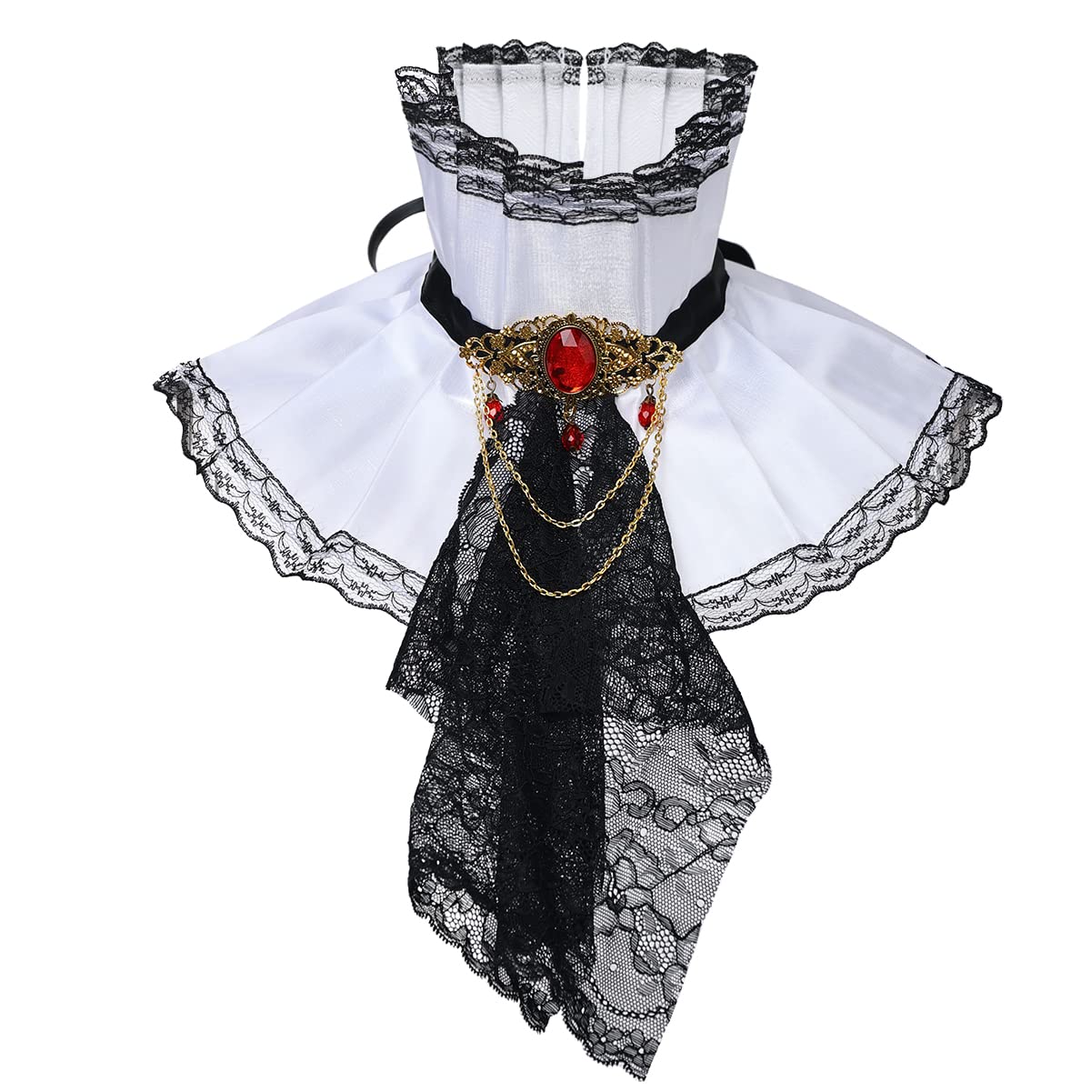 Graceart Women's Style02-Black White Victorian Choker Collar With Jabot (Black And White) (Black & White)(Size: One Size)