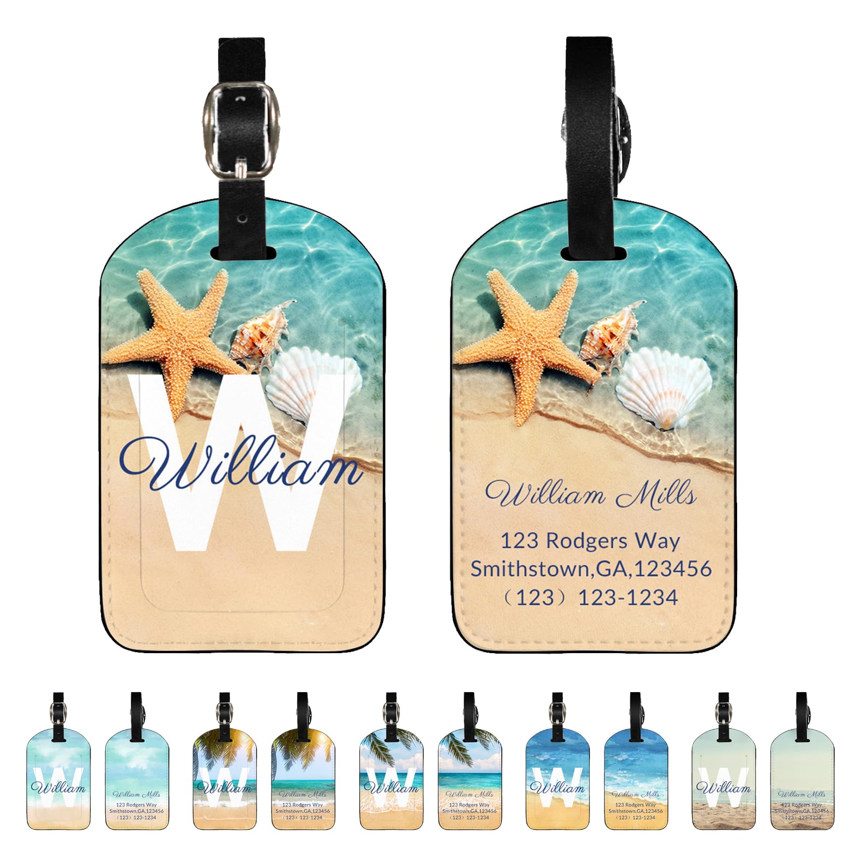 Etiqueta de equipaje personalizada con temática de playa para maletas, etiqueta de equipaje personalizada, protección de privacidad, etiquetas de viaje, etiquetas de identificación para mujeres y