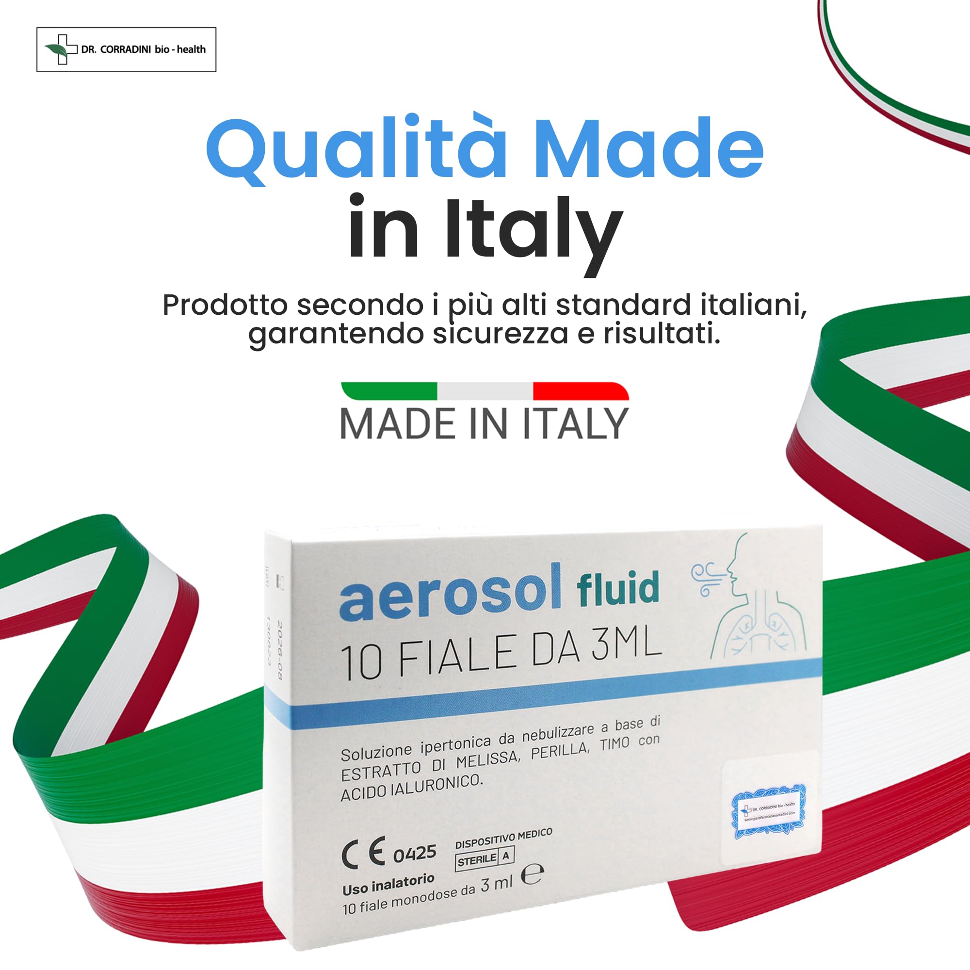 Dr. Corradini® Soluzione Fisiologica per Lavaggi Nasali con Acido Ialuronico Melissa Perilla e Timo Aerosol Lavaggio Nasale Adulti Bambini 10 Fiale