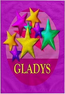 3D Rose Vibrant Colored Stars on a Pink Background with The Name Gladys TWL_53020_1 Towel, 15" x 22"