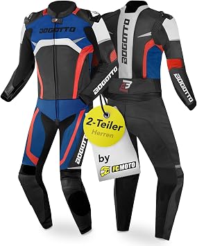 Bogotto Misano 2-Piece Motorcycle Leather Suit Black/White/Red/Blue 52