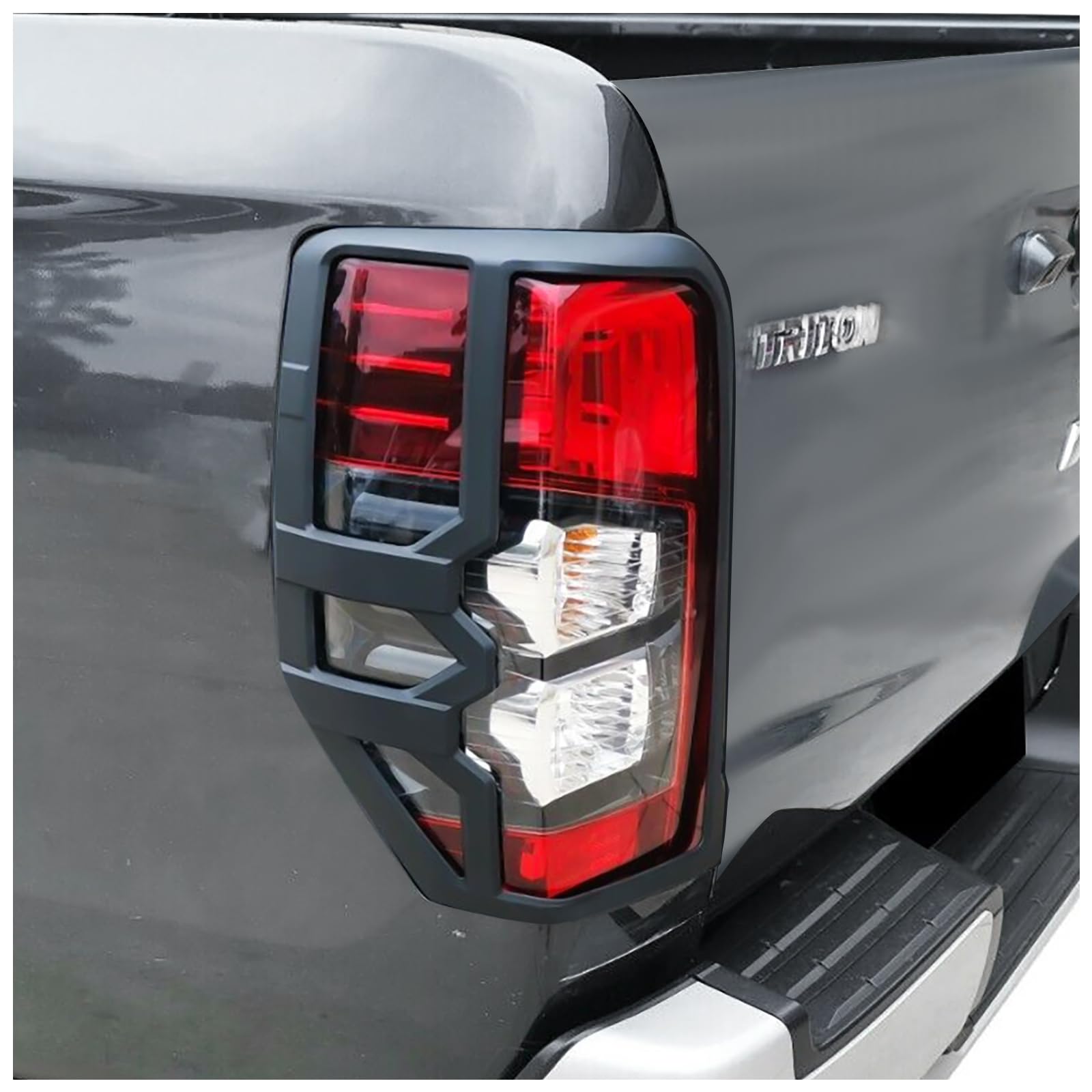 JHCHAN Coperture Fanali Posteriori Per Mitsubishi L200 E Fiat Fullback 2015-2018, ABS Nero Opaco Con UV, Kit 2 Pezzi