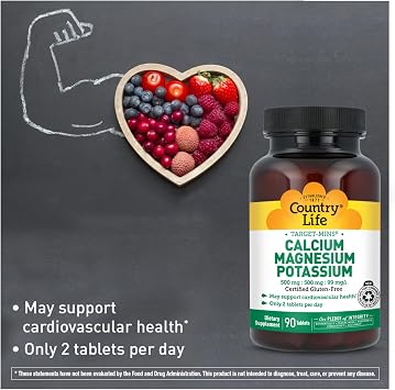 Country Life Target Mins - Calcium Magnesium Potassium, 500mg/500mg/99mg per 2 Tablets - 90 Tablets