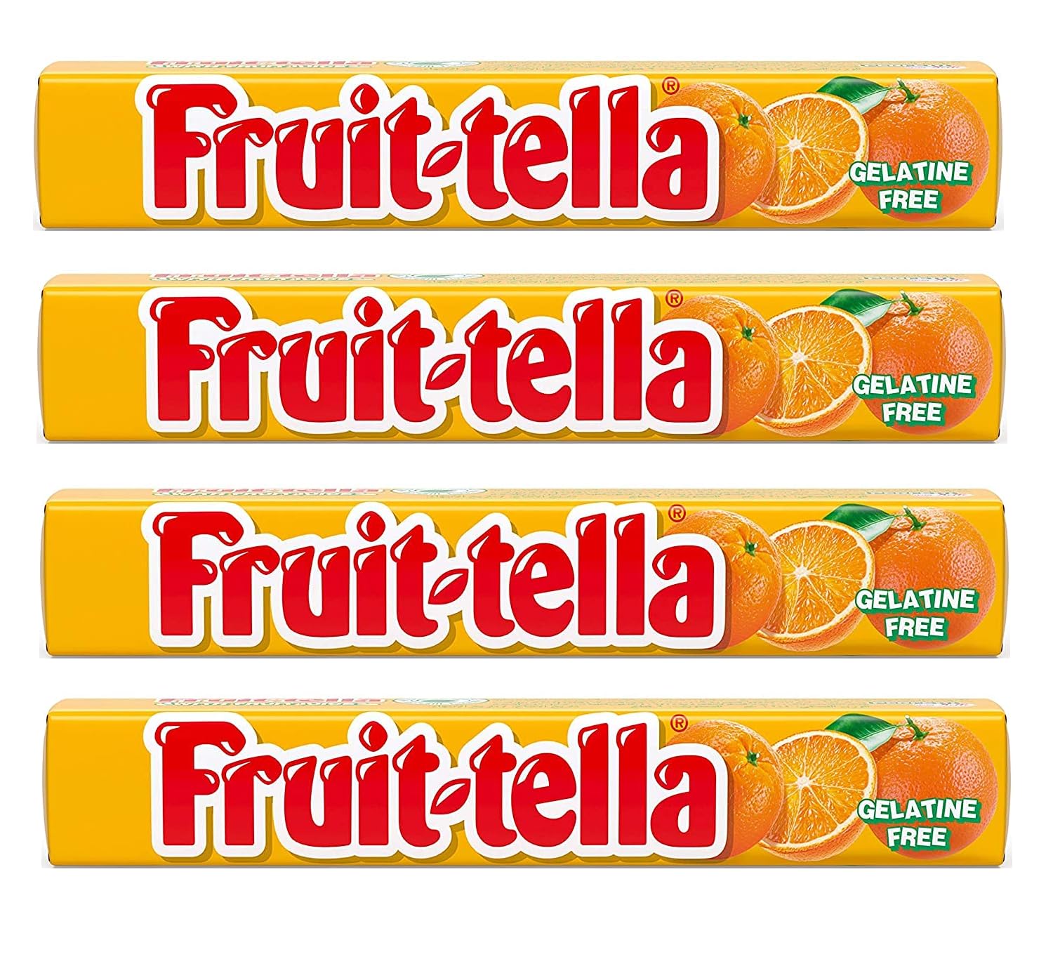 Fruit-Tella Orange Flavour Chewy Toffee Stick (Pack OF 4 x 32.4g)