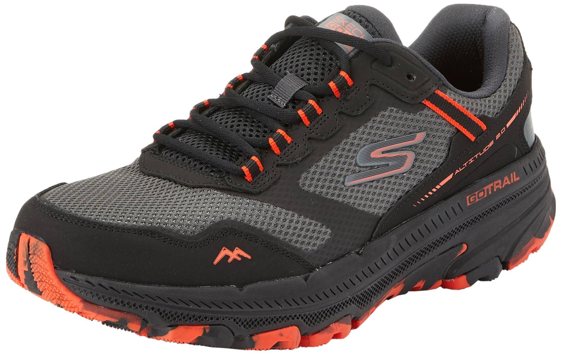 Skechers Men's Go Run Trail Altitude 2.0-Marble Rock 3.0 Sneaker, Black/Orange, 12