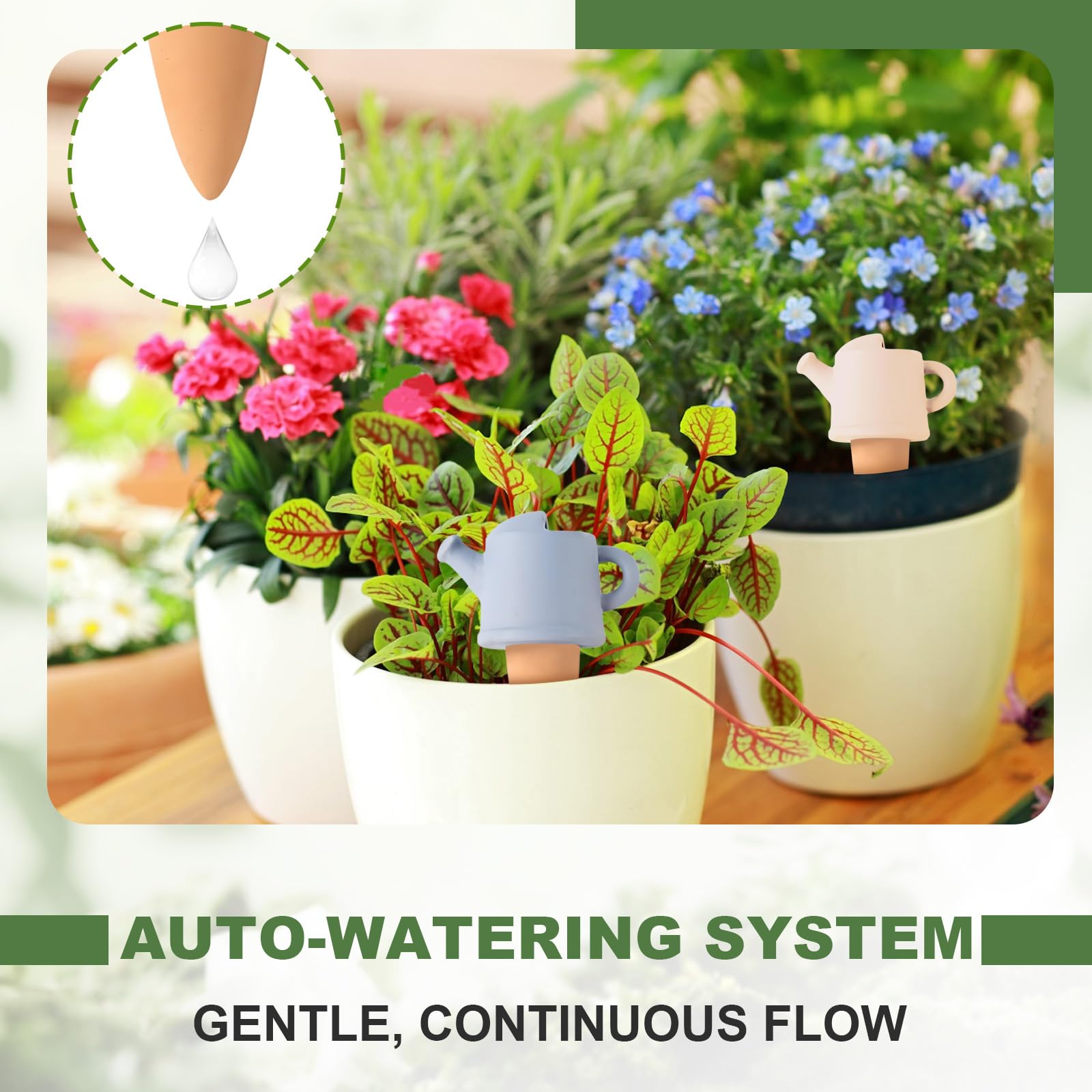 4 Pezzi Innaffiare Piante in Vacanza, Riutilizzabili Olla Terracotta per Irrigazione, Annaffiare Piante in Vacanza per Fiori, Piante in Vaso e Piante da Giardino
