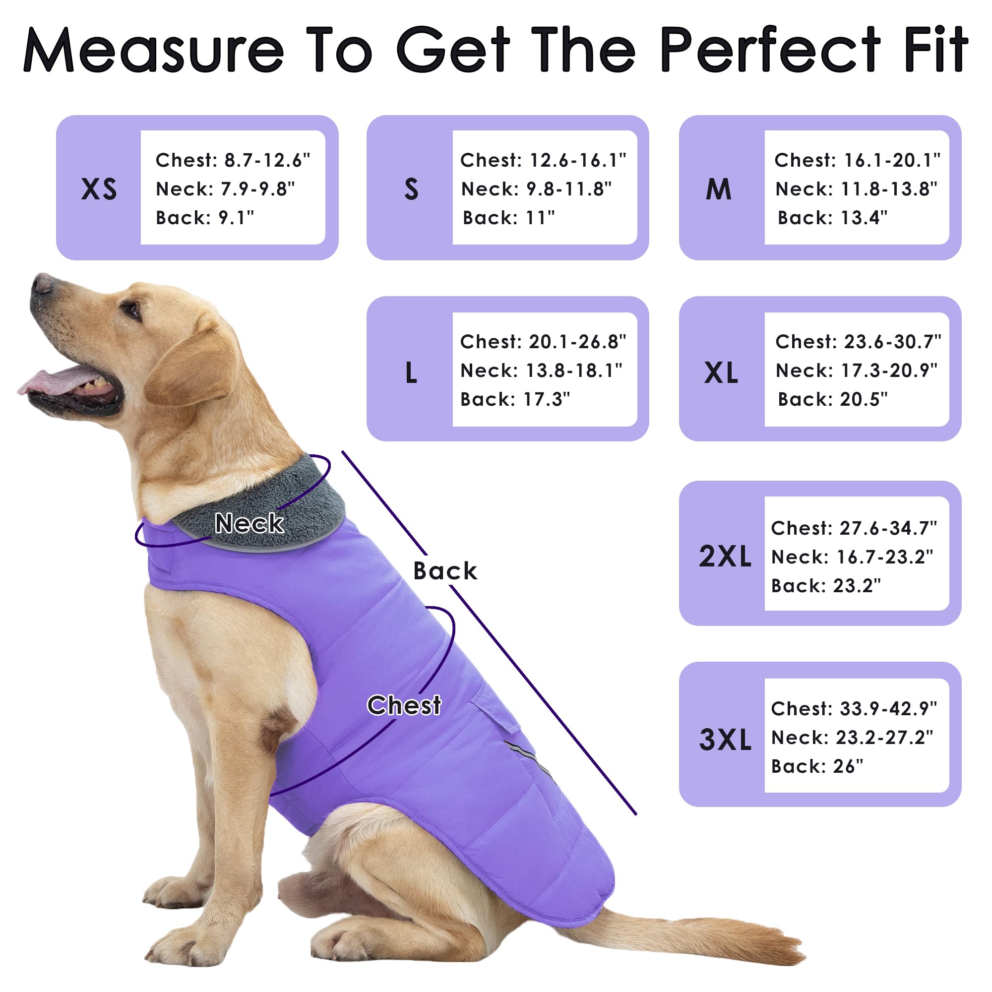 Petglad Abrigo para perro, chaqueta de invierno impermeable con bolsillo, chaleco reflectante ajustable para perro, suéter de forro polar cálido y acogedor para perros pequeños, medianos y