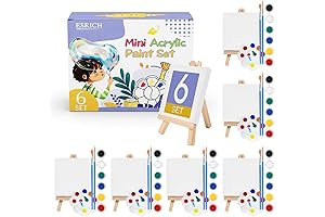 ESRICH Mini Acrylic Paint Kit for Kids with Canvases and Brushes
