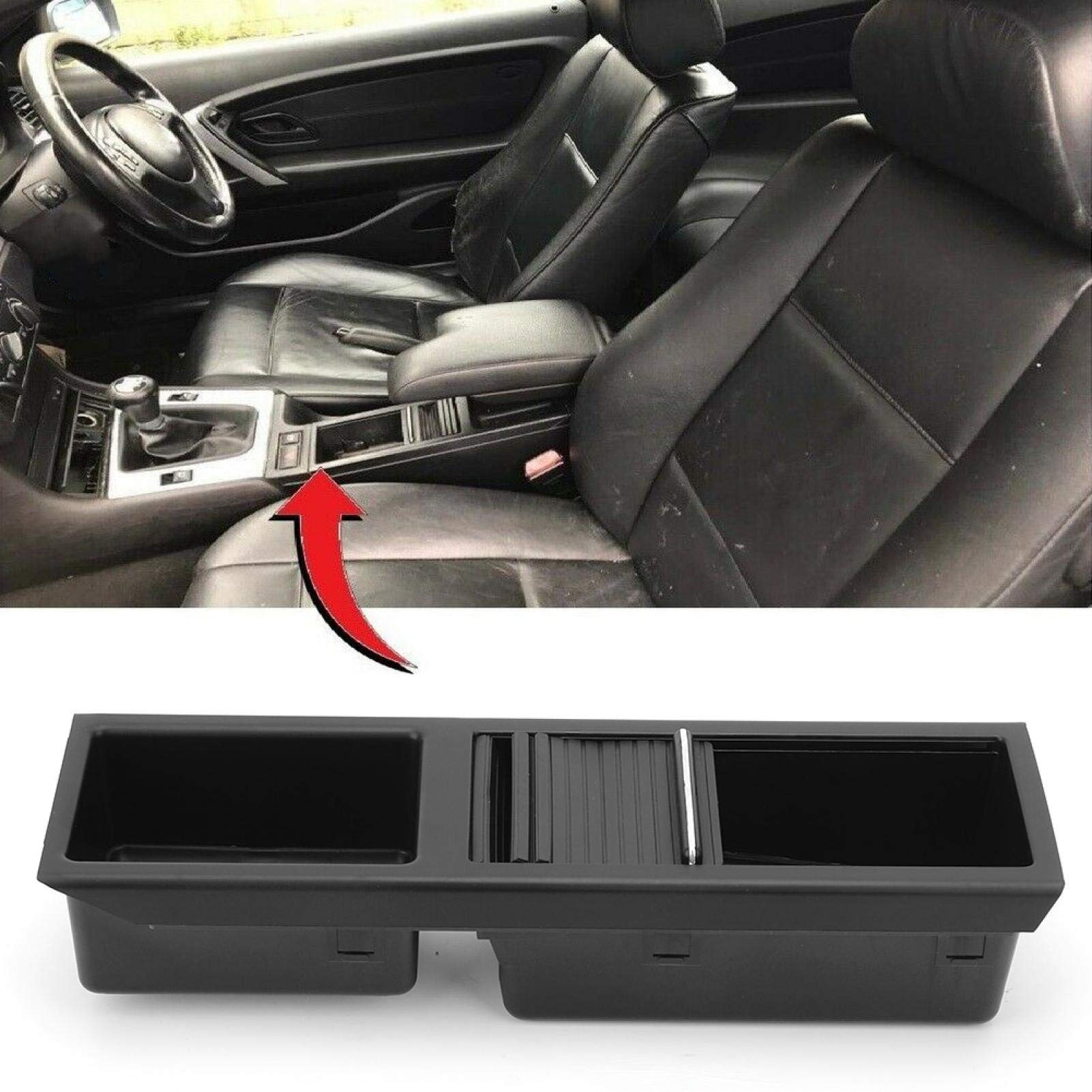 Akozon Piezas de la consola Car Center Console Bandeja de almacenamiento Inserto 51167038323 Ajuste para 3 Series E46 1998 & # 8209; 2007, e46 compartimento central de la consola