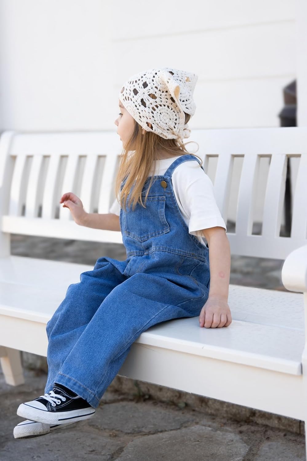 Miipat Toddler Girls Overalls Denim Bib Jumpsuit Little Kids Baggy Jeans Overalls with Side Pockets 2-7 Years - Image 3