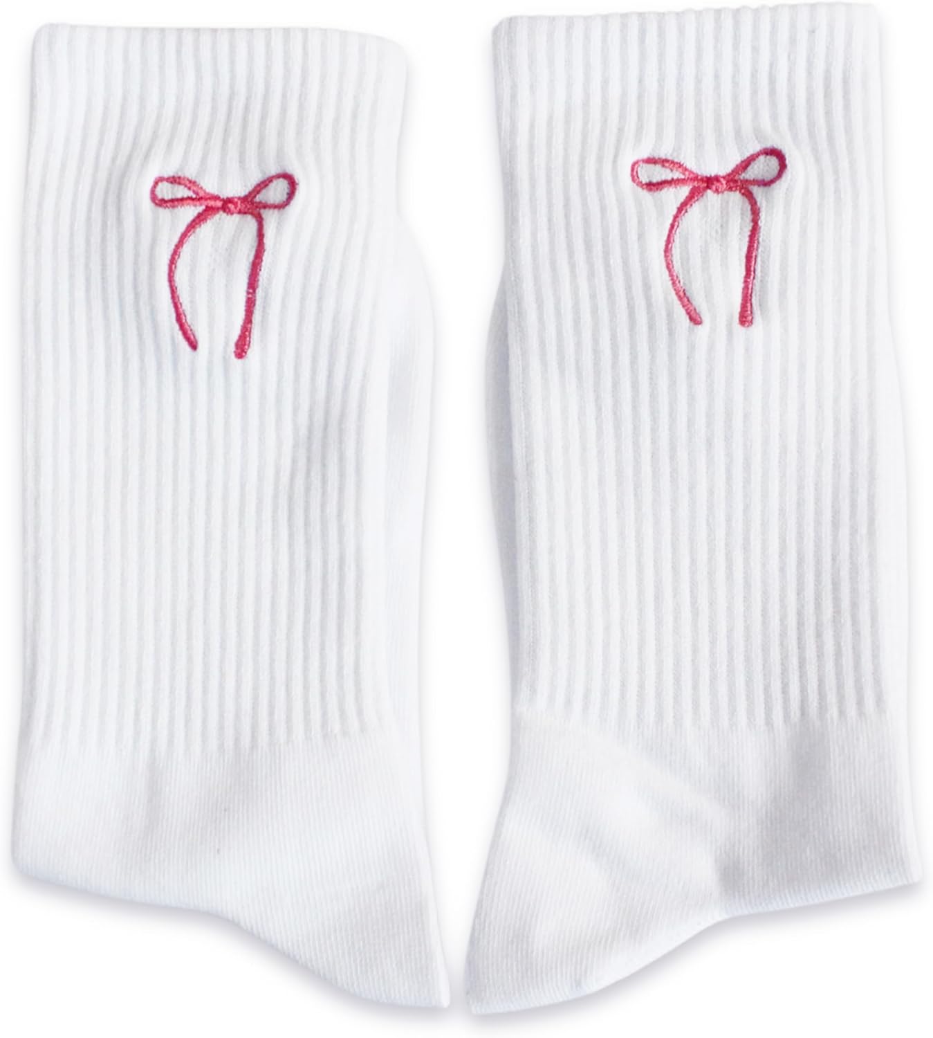 Minimal Embroidered Crew Socks for Women, Simple Icon Design, Everyday Casual Socks - Image 3