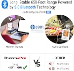 ThermoPro TP25 650 ft Bluetooth Meat Thermometer with 4 Probes, Smart Rechargeable Wireless Meat Thermometer for Grilling, Smoker, Oven, Kitchen, BBQ Thermometer with Alarm, Temperature Graph