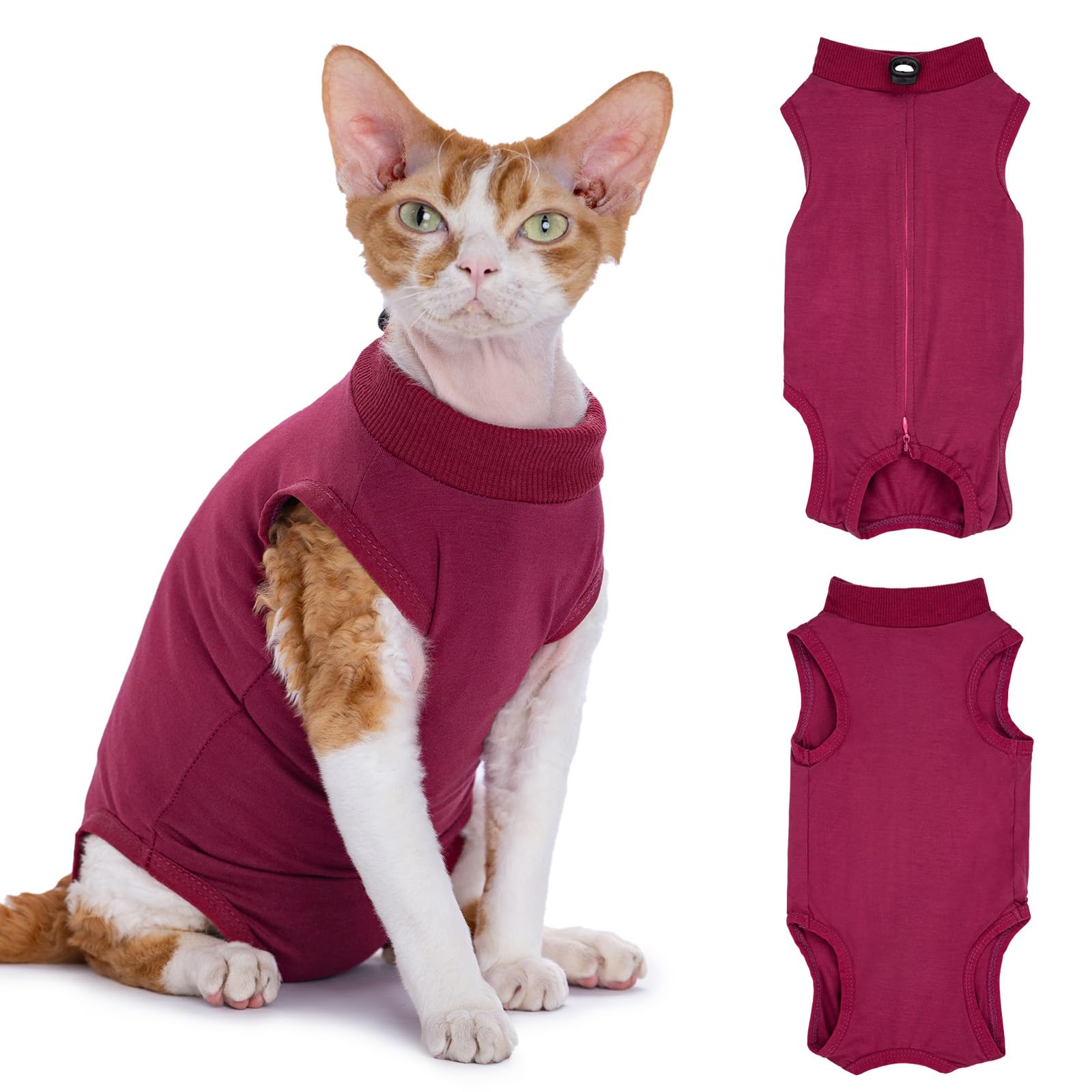 Cyponpy Cat Surgery Recovery Suit Onesie for Cats Bodysuit Stop Licking with Zip Post Op Cat Surgical Suit Medical Bodysuit Kitten Recovery Suits Cats Onesie After Surgery Protective Vests Spay Shirt