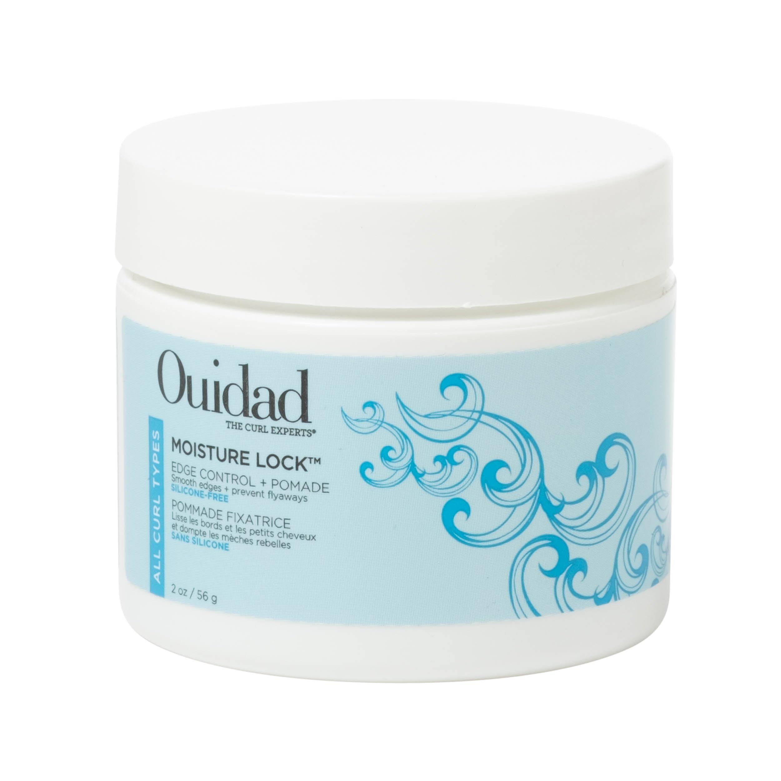 Ouidad Moisture Lock Edge Control + Pomade - 2 oz, Hair Styling Pomade with Flaxseed Oil, Marshmallow Root Extract, Biotin & Aloe, Provides Strong Hold & Generous Shine, All Curl Types