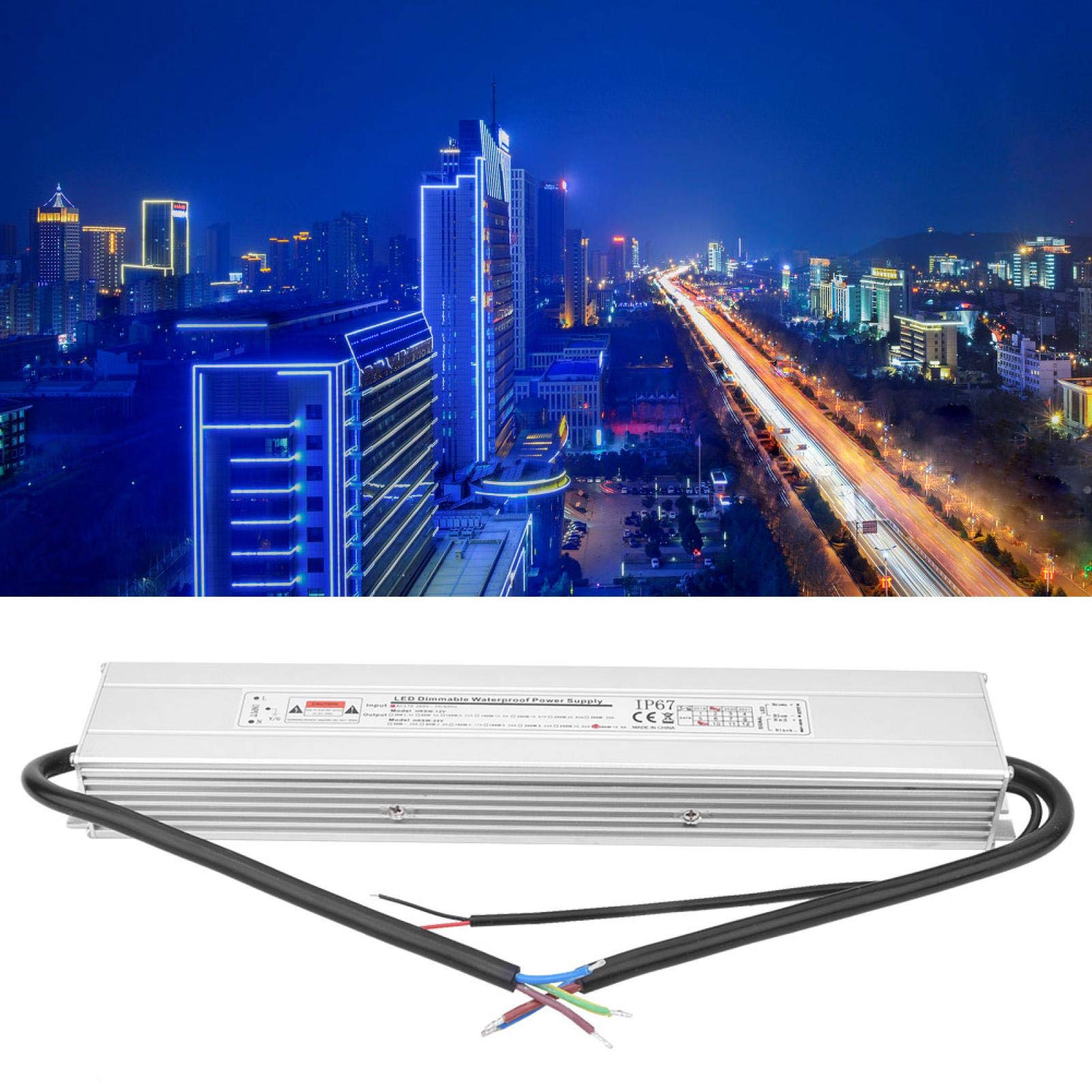 Jeanoko AC170-260V 24V 300W Alimentatore dimmerabile Adattatore di alimentazione impermeabile Trasformatore magnetico a tensione costante LED 12,5A
