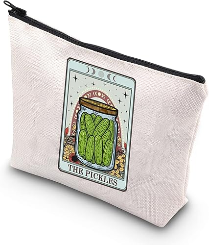 Bolsa de cosméticos con diseño de pepinillos divertidos, bolsa de maquillaje para amantes de pepinillos, regalo para amantes de pepinillos, LOS