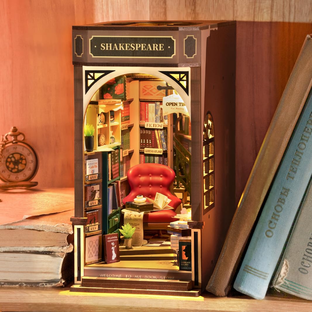 Rolife Librería Kits Book Nook,Shakespeare Diorama Booknook,Regalo De Escritorio Para Profesores(TGB07)