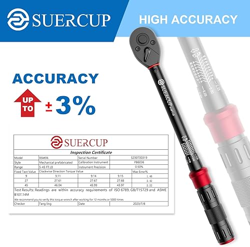 Miniatura 2 de Juego de 5 llaves dinamométricas de clic de 38 pulgadas, 5-45 pies-libra6.8-61 Nm, llave dinamométrica de alta precisión 3%, kit de mantenimiento de