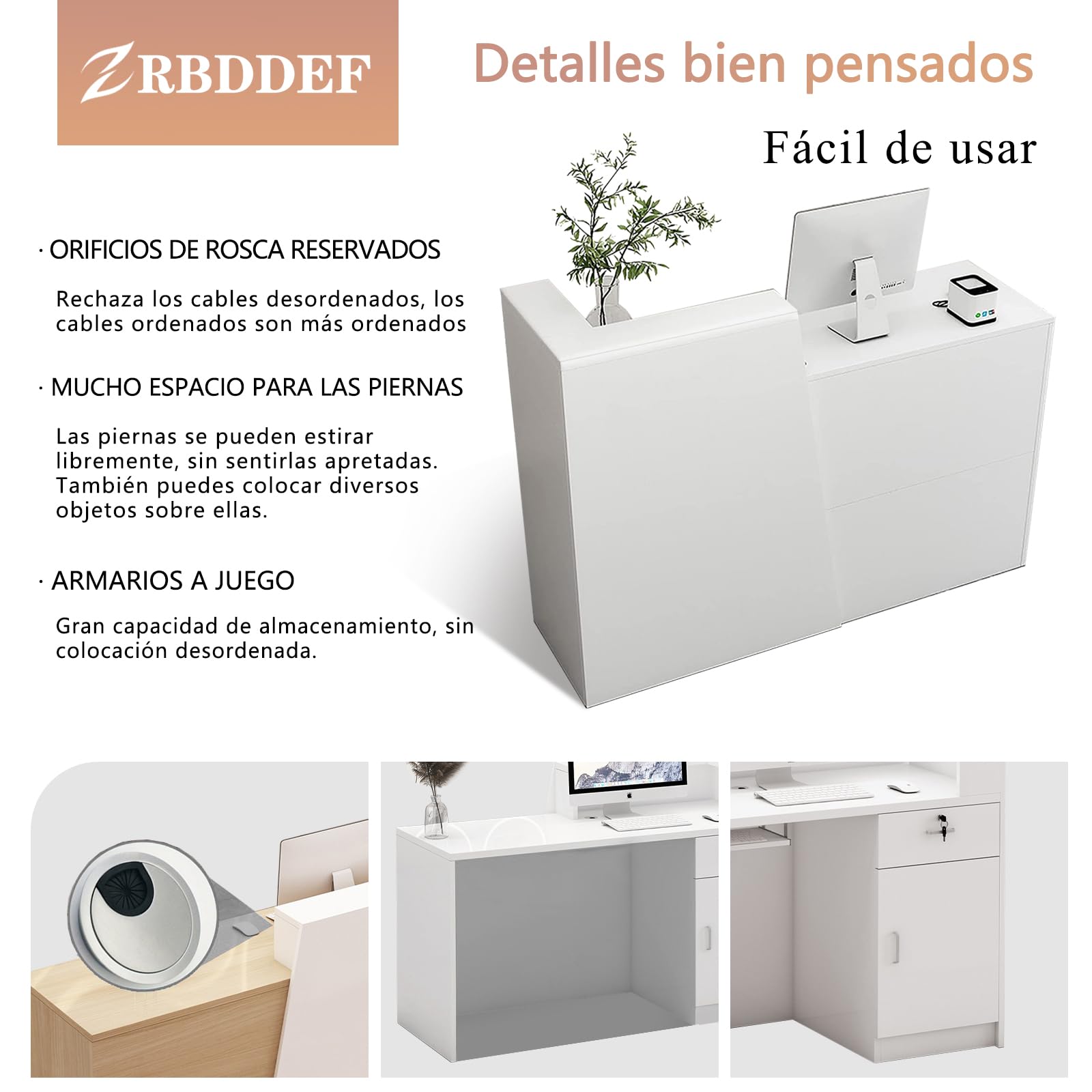 Mostrador de Recepción con Cajón y Estantes – Banco de Recepción Moderno con Amplio Almacenamiento, Escritorio para Oficina, Tienda, Salón de Belleza o Cafetería