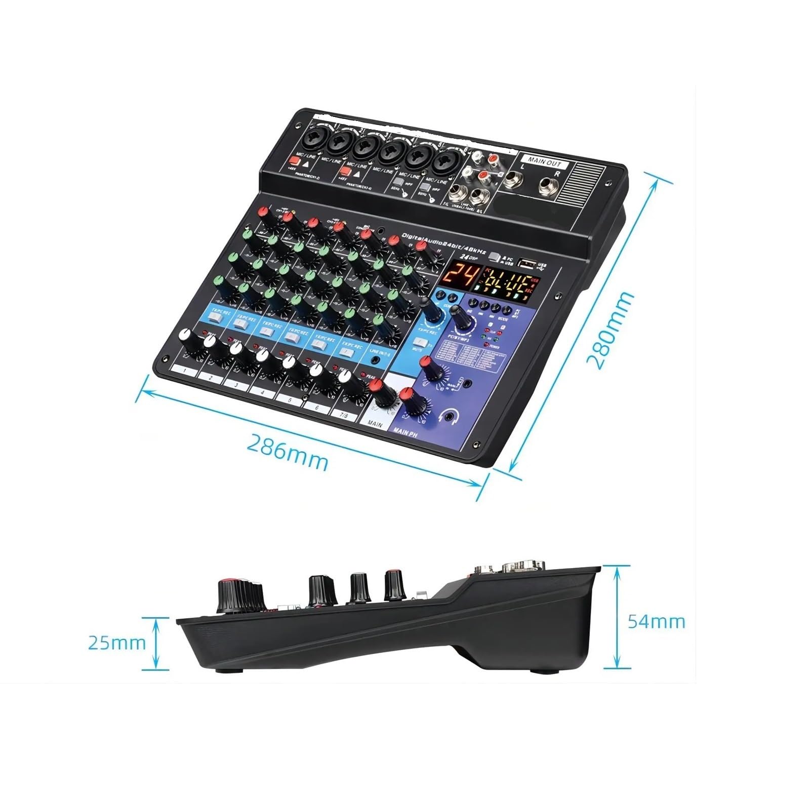 Mixer audio, 2 Pezzi 8 Canali DJ Sound Mixing Table 24 DSP Effect Audio Mixer Bluetooth PC USB Play Recording Controller Console,PC, studio di registrazione e giochi