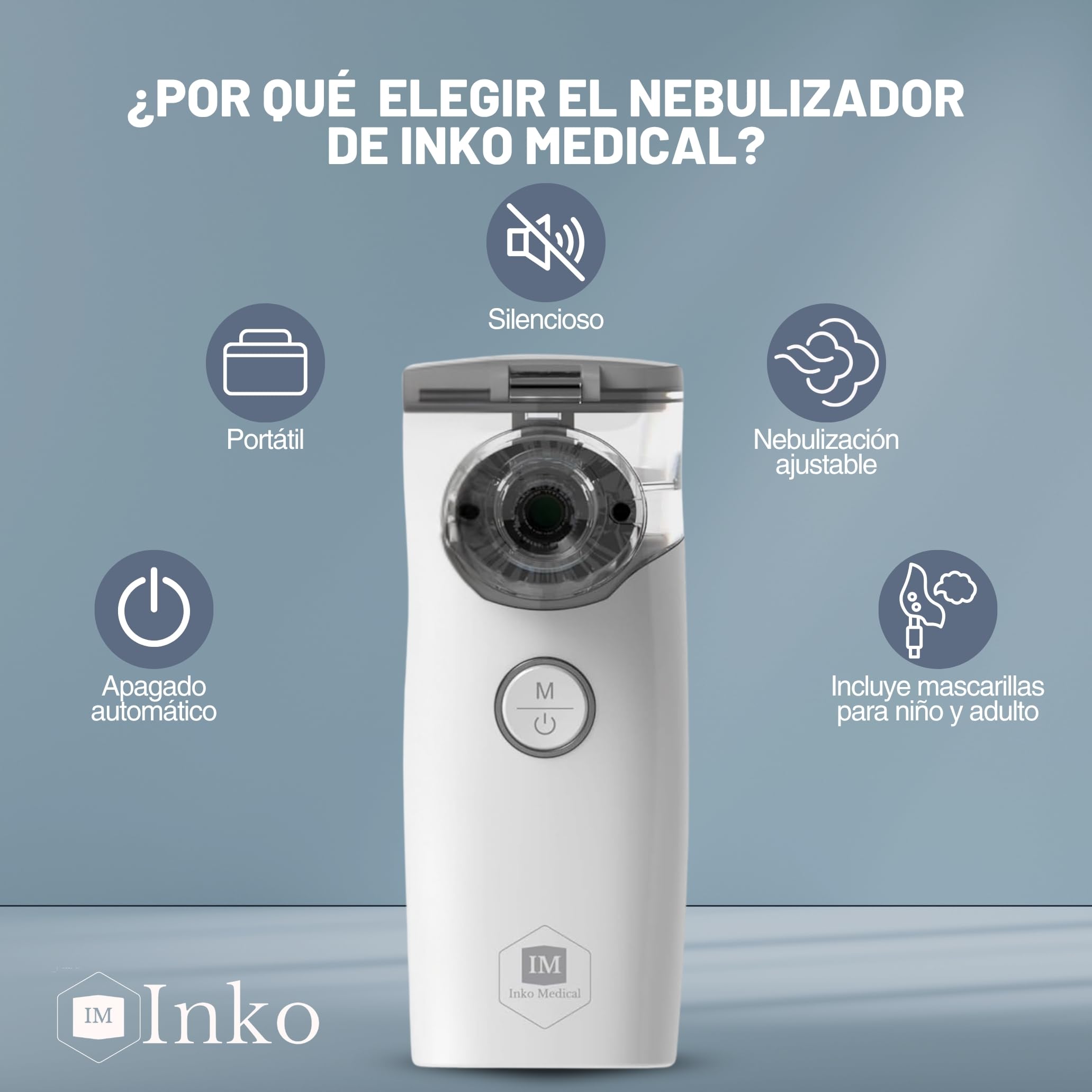 Nebulizador Nasal Portátil para Bebés, Niños y Adultos, Inhalador Nasal Silencioso, Nebulizador de Malla, Bateria Recargable USB