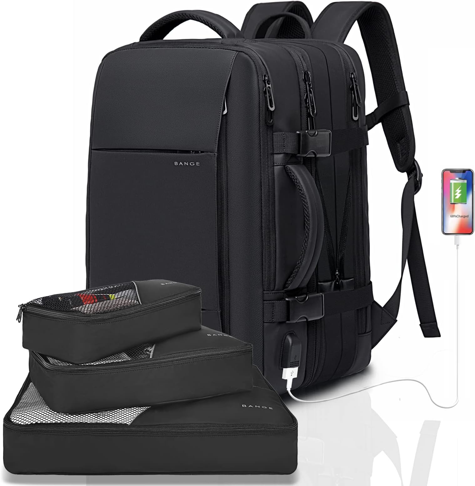 BANGE 35L Backpack, Carry On Backpack Convertible Duffle Bag Fit for 17.3 Inch Laptop for Men and Women