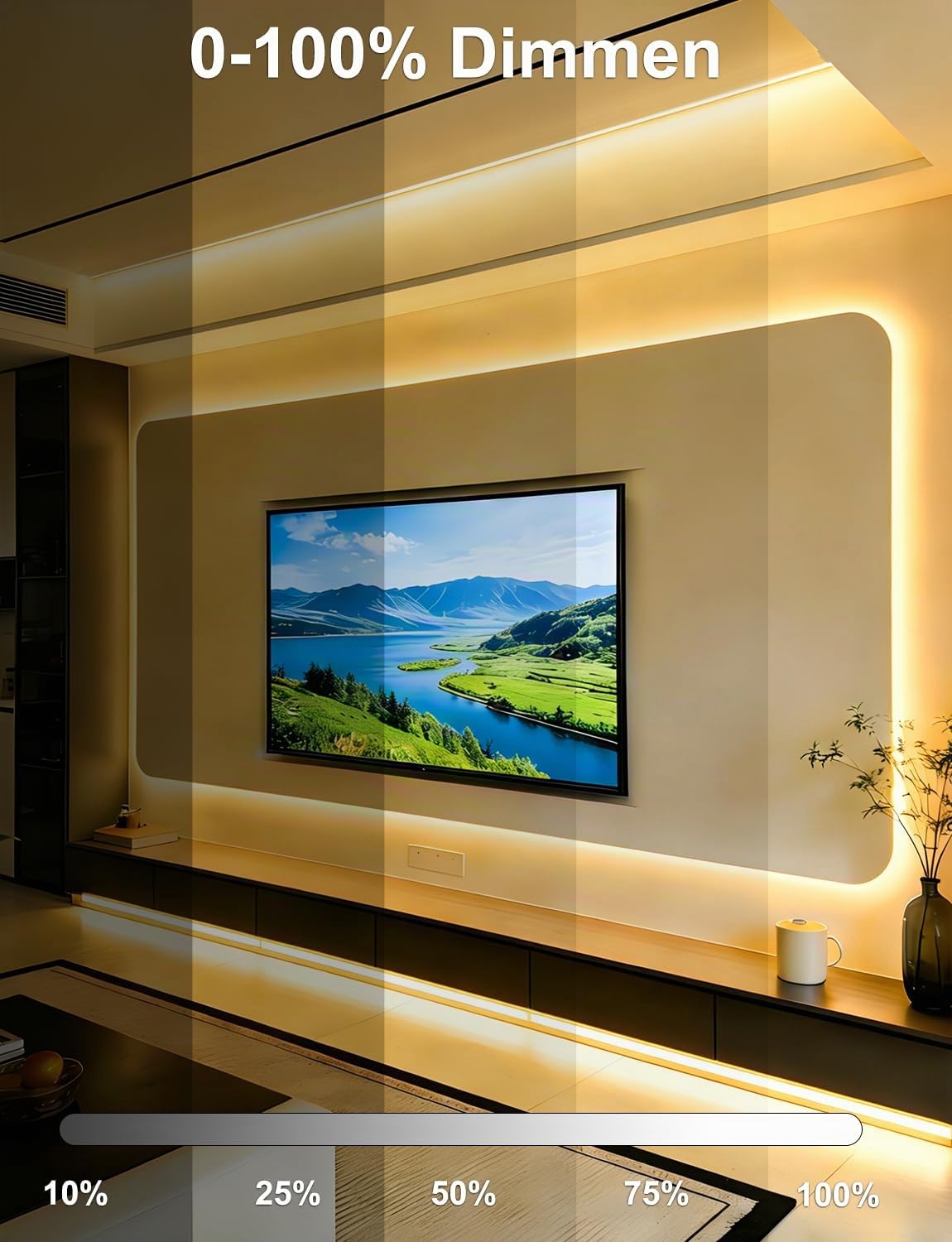 AXMOTUT LED Strip 10M CCT, Bluetooth CCT COB LED Streifen mit APP & Fernbedienung, Musik Sync, Dimmbar 2700K-6500K Farbwechsel Lichtband, Selbstklebend LED Beleuchtung für Zimmer, Schlafzimmer
