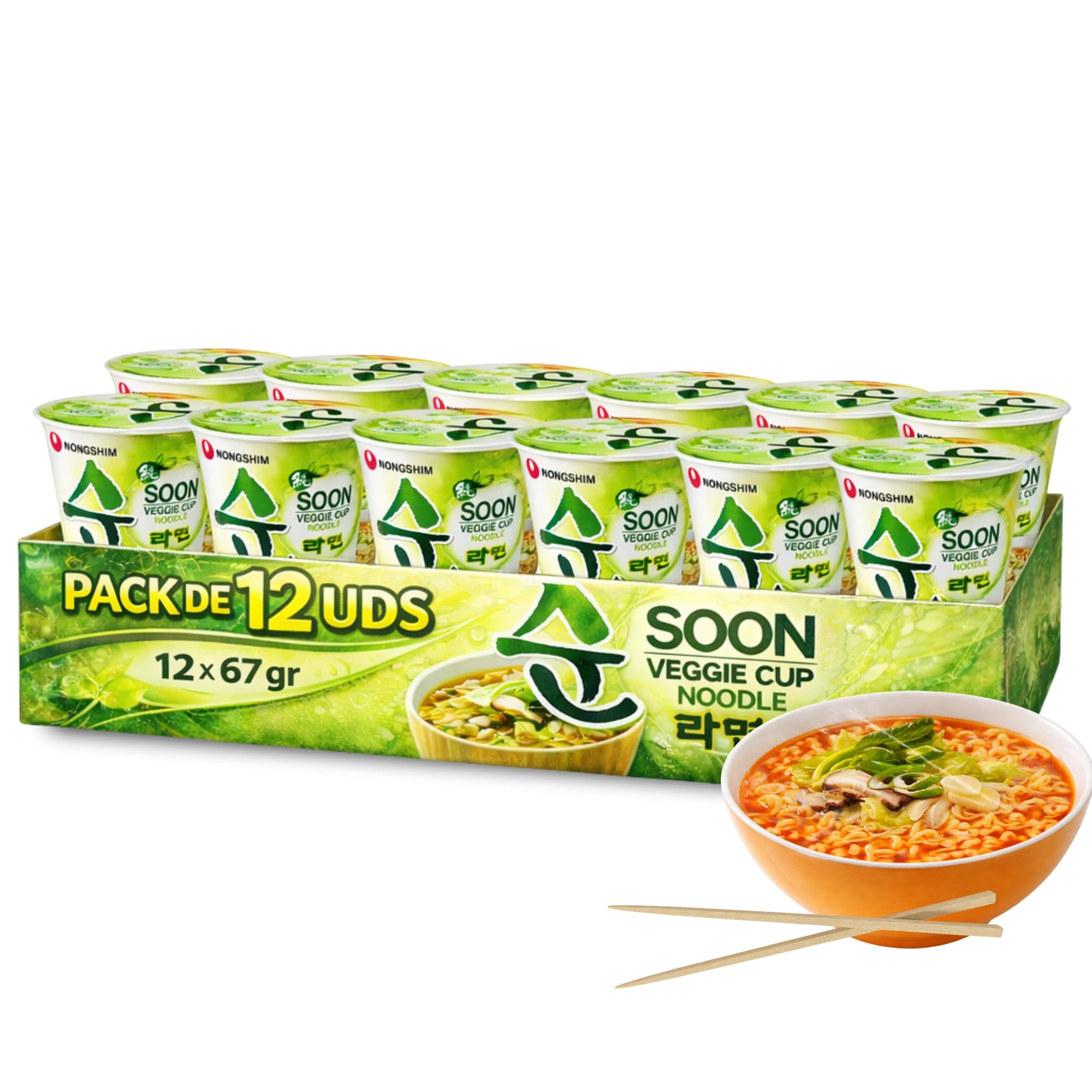 Ramen Verdura Nongshin, Fideos Instantáneos Nong Shim Shin Ramyun, Instant Noodle Ramen Corea, Original Coreano, Agrega agua caliente y cocina por 5 minutos, Contiene 12 unidades de 67 g - imagen 1