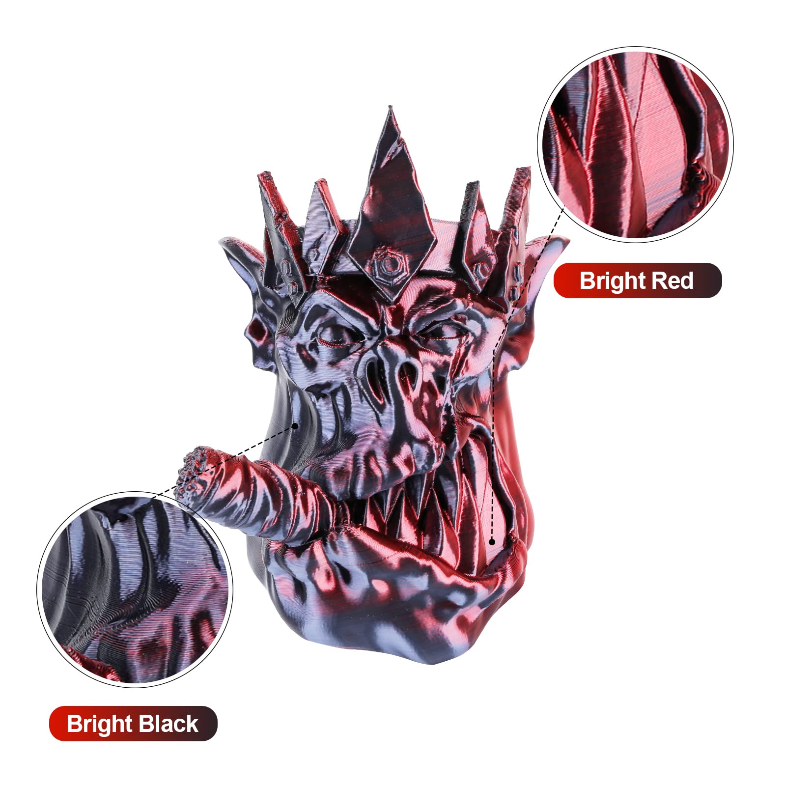 AMOLEN 3D Printer Filament, PLA Filament 1.75mm Dual Color Filament, Silk Red Black 3D Printing Filament 1KG/2.2lb