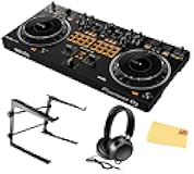 DDJ-REV1 Scratch-Style 2-Channel DJ Controller for Serato DJ Lite - Black Bundle with Laptop Stand, Headphones and, Austin Bazaar Polishing Cloth