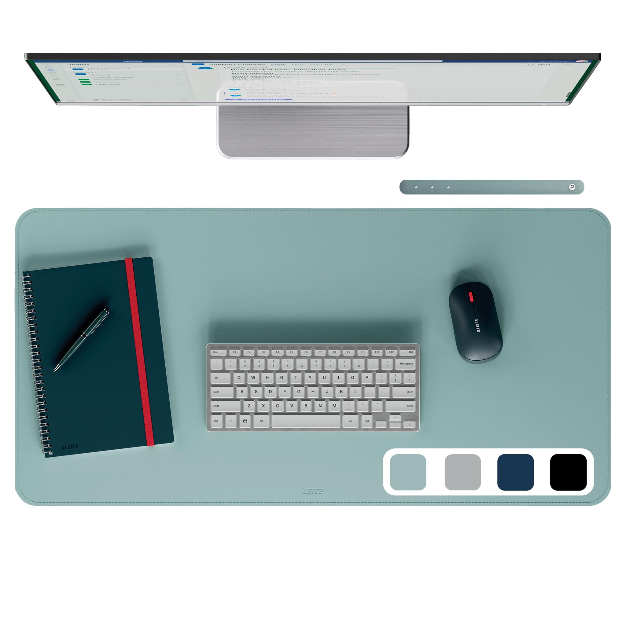 Leitz Large Desk Mat – Waterproof Desk Protector, Non-Slip Writing Pad, Keyboard & Mouse Mat, Office & Home Desk Cover, Durable, Scratch-Resistant, Easy to Clean, PVC (80x40cm, Mint)
